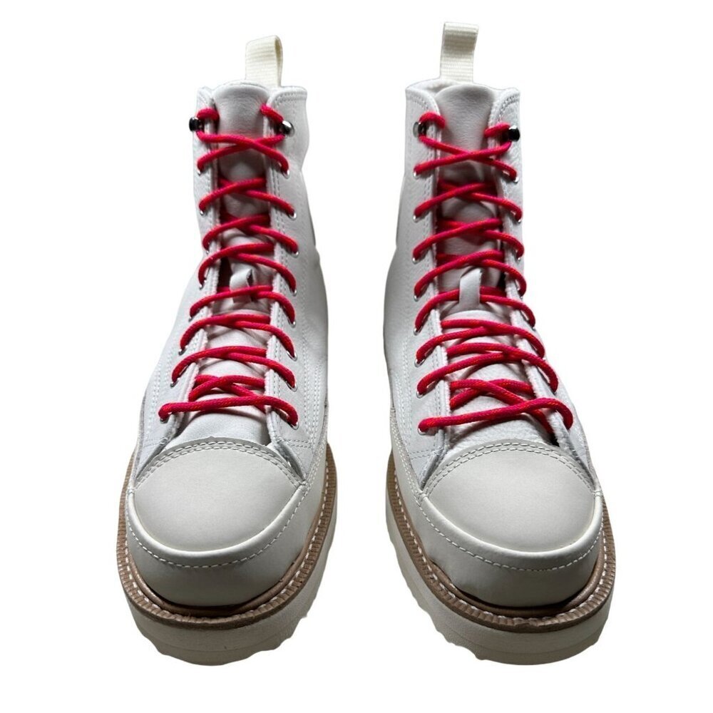 Converse Chuck Taylor All Star Shoes Womens Size 10 White Leather High Top Boots - Picture 2 of 16